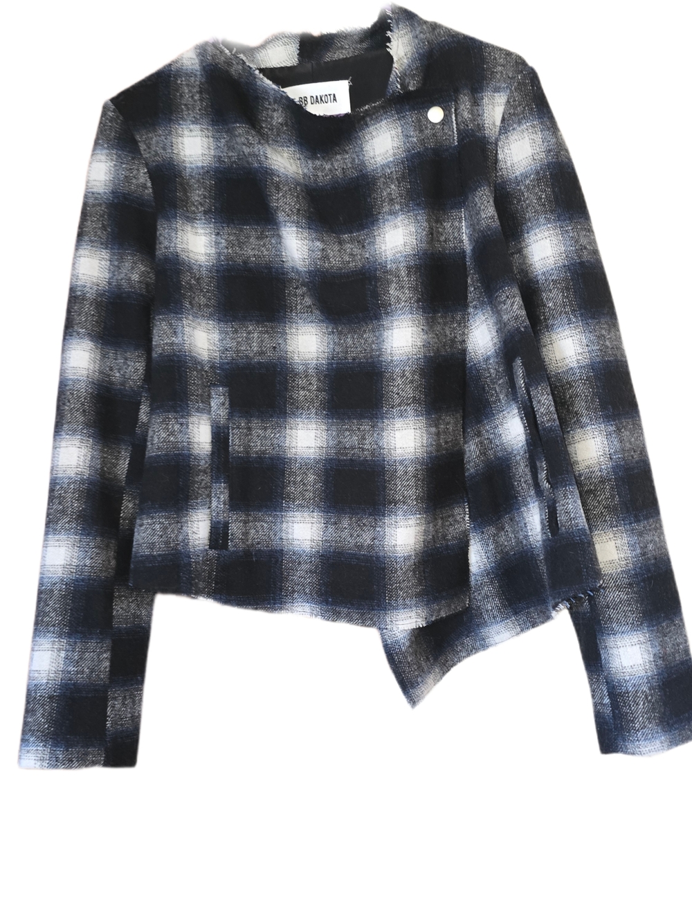BB Dakota Black & White Plaid Moto Jacket